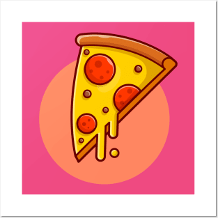 Pizza Melted Cartoon Vector Icon Illustration Posters and Art